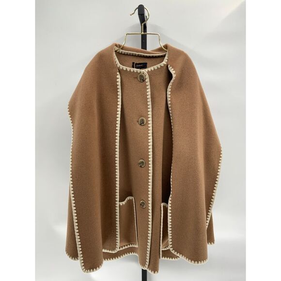 Quince Women's Double-Faced Merino Wool Scarf Coat Caramel Outerwear M - Picture 1 of 1